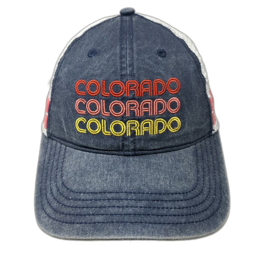 Home Free Baseball Cap Blue One Size Mesh Back Colorado Stripes Embroidered Hat